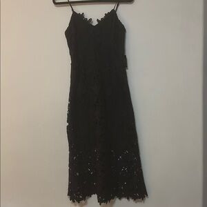 Express Elegant Black Lace Midi Dress